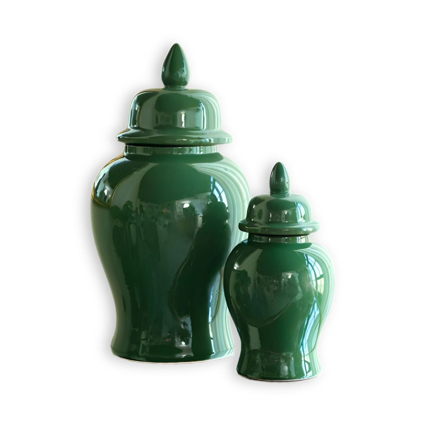 Green Porcelain Ginger Jar Two Sizes