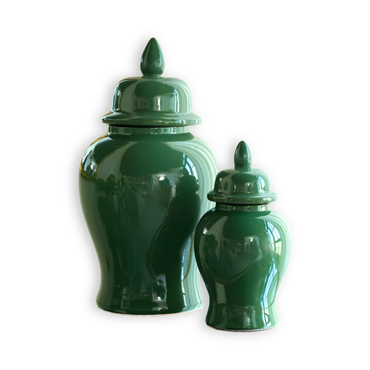 Green Porcelain Ginger Jar Two Sizes
