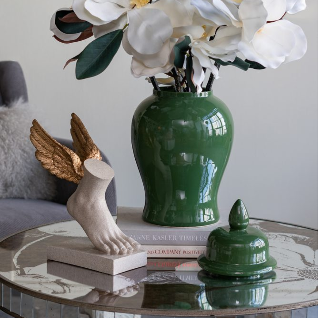 Green Porcelain Ginger Jar Two Sizes