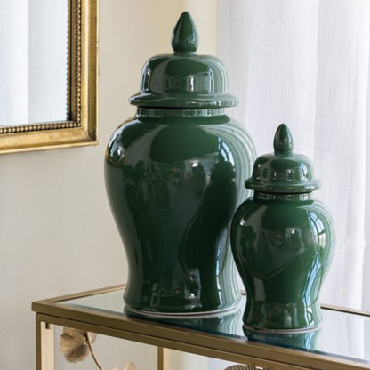 Green Porcelain Ginger Jar Two Sizes