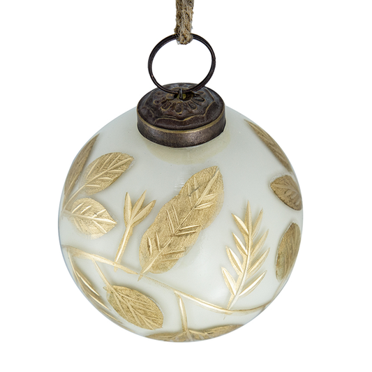 Golden Leaf Christmas Ball Ornament