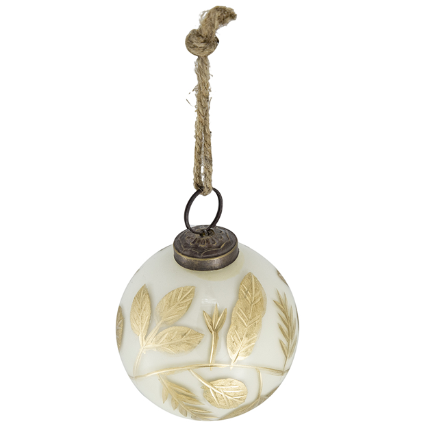 Golden Leaf Christmas Ball Ornament