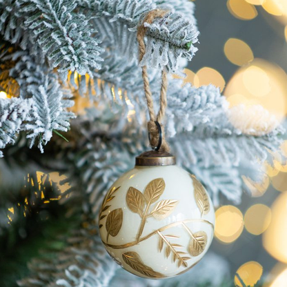 Golden Leaf Christmas Ball Ornament