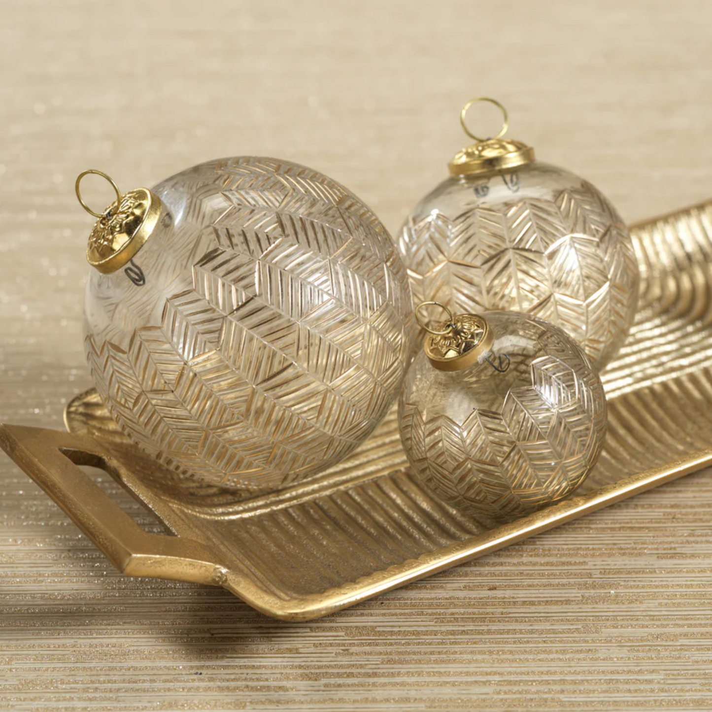 Golden Echoes Pattern Glass Ornament