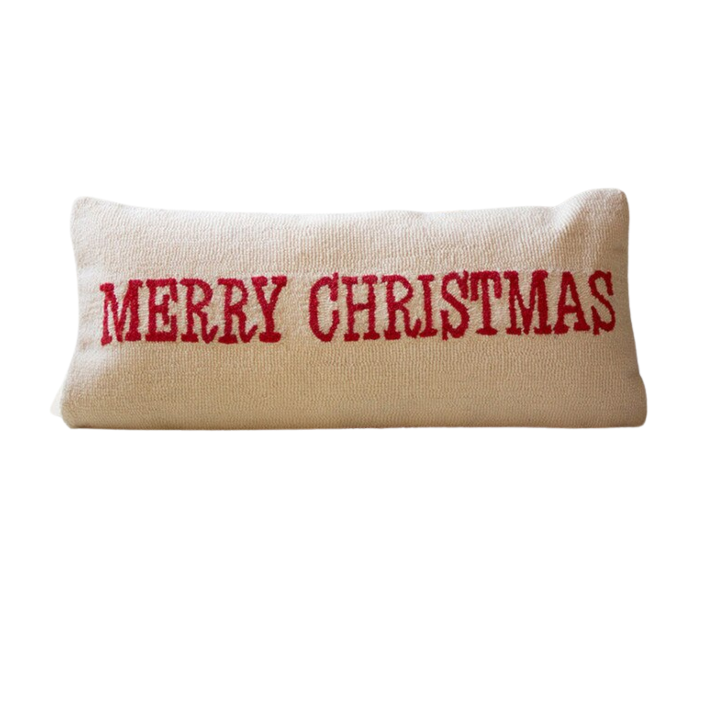 Hand Hooked Christmas Lumbar Pillow - 32" x 14"