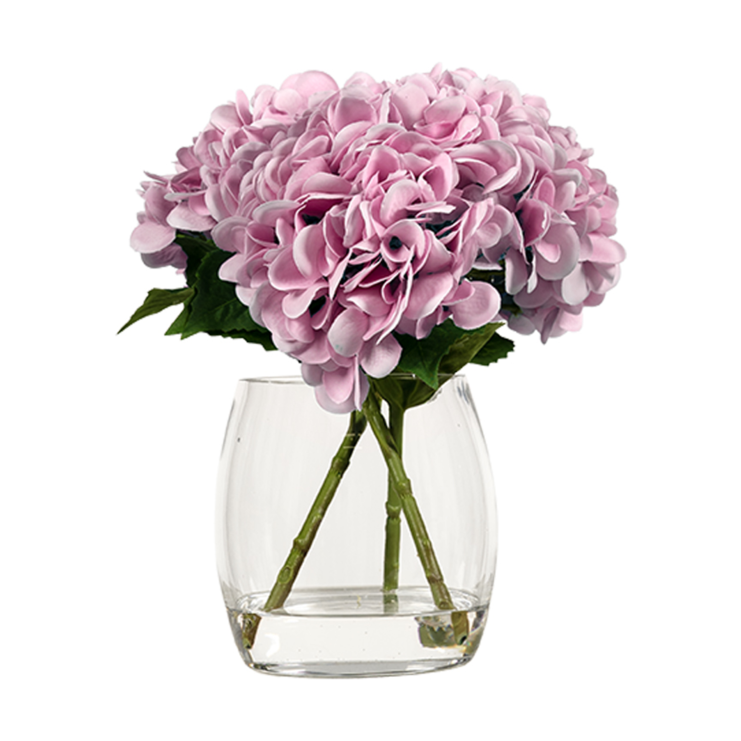 Pink Hydrangeas in Tumbler Vase