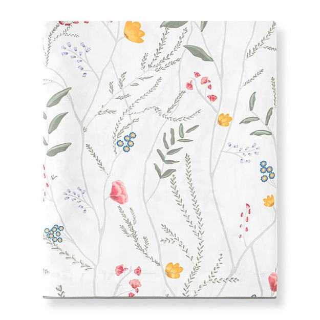 Infantas Queen Flat Sheet - White/Floral