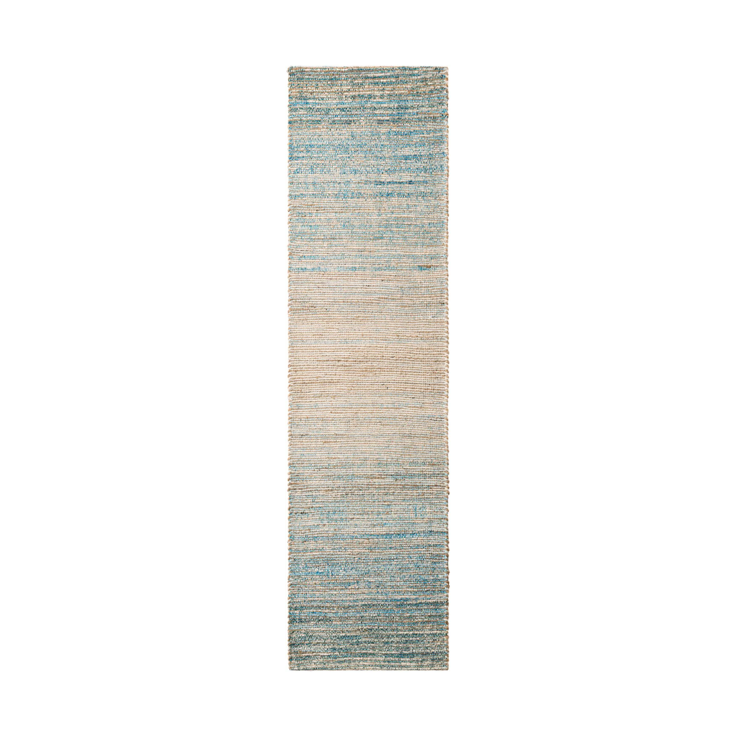 Ivory and Blue 2' 2 x 8' Chenille Jute Runner Rug