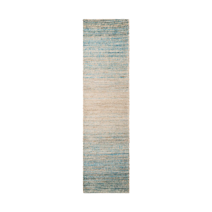 Ivory and Blue 2' 2 x 8' Chenille Jute Runner Rug