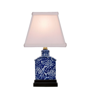 Navy and White Floral Mini Table Lamp