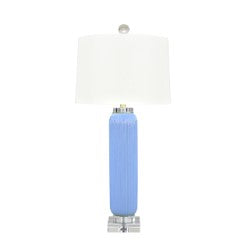 French Blue Striped Vase Lamp