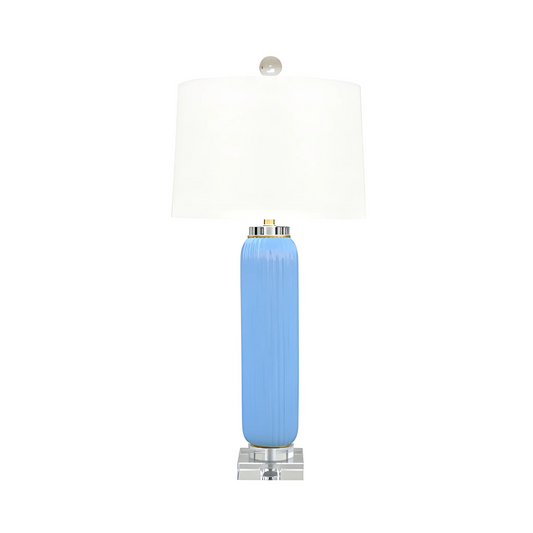 French Blue Striped Vase Lamp