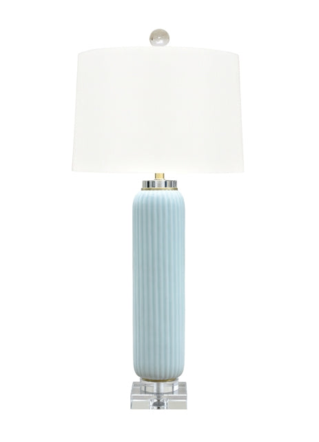 White Rain Striped Vase Lamp