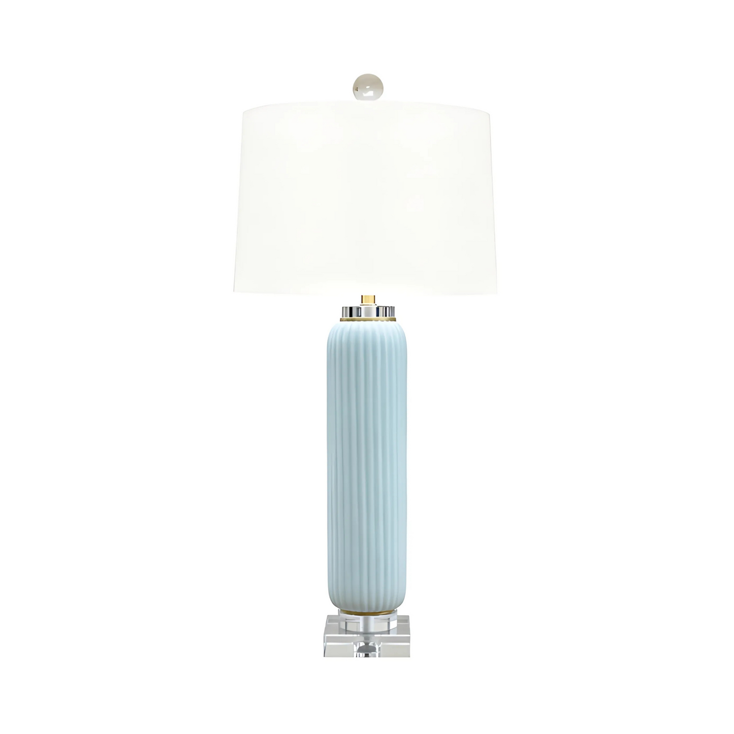 White Rain Striped Vase Lamp