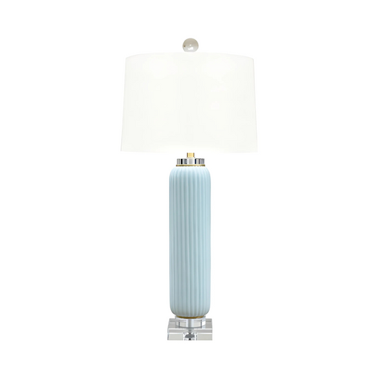 White Rain Striped Vase Lamp