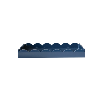 Lacquered Navy Scalloped Tray