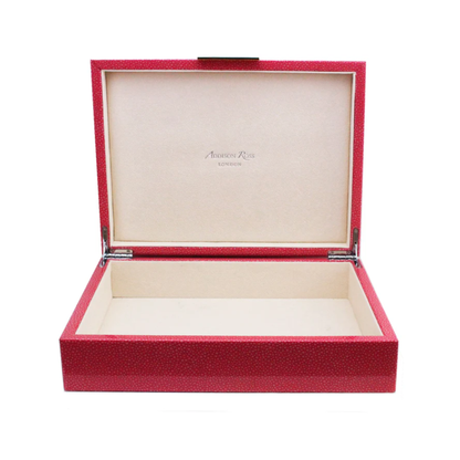 Large Pink Shagreen Lacquer Box With Gold 8x11