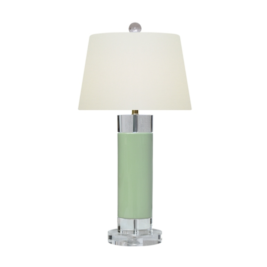 Green Jade and Crystal Oval Lamp
