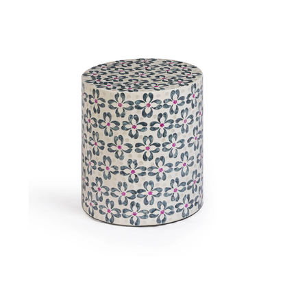 Lorna Capiz Accent Stool - Aqua