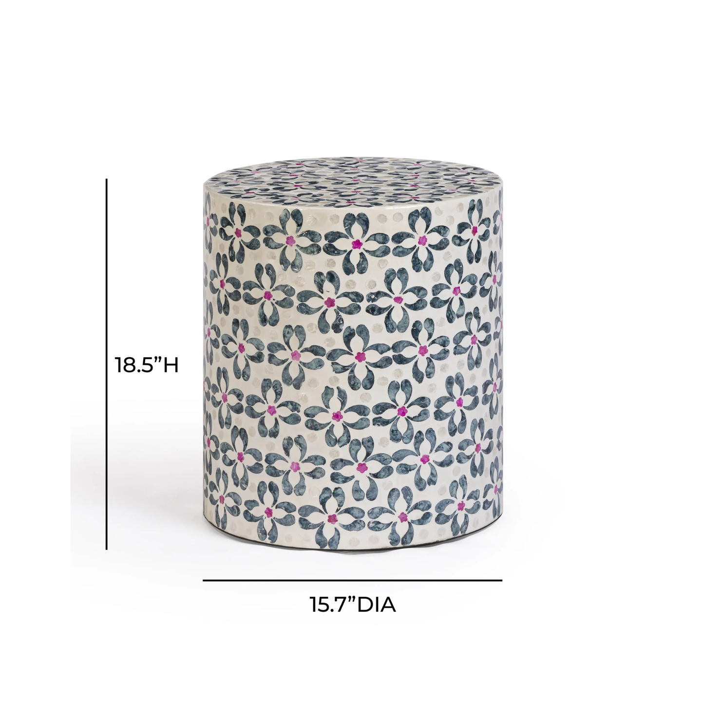 Lorna Capiz Accent Stool - Aqua