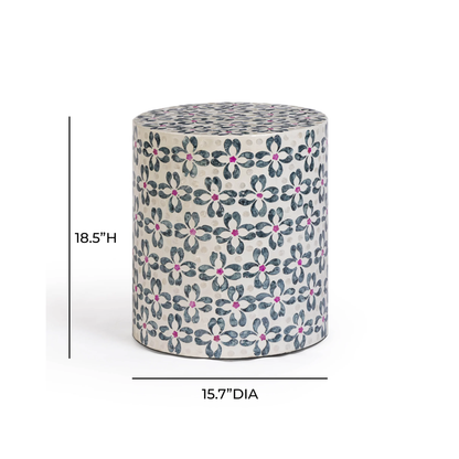 Lorna Capiz Accent Stool - Aqua