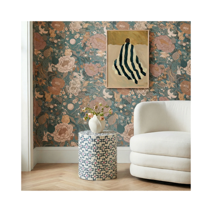 Lorna Capiz Accent Stool - Aqua