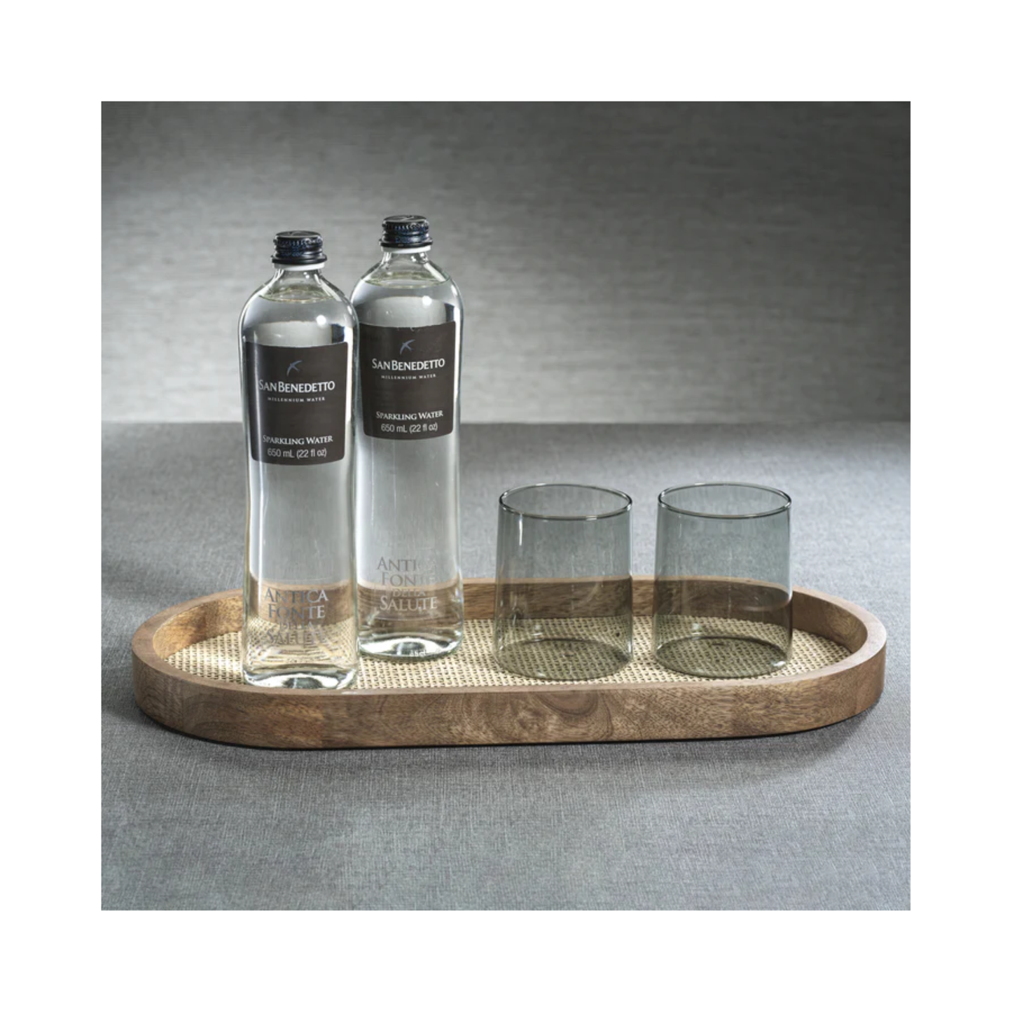 Mango Wood with Rattan Inlay Oval Tray