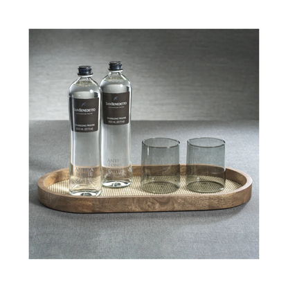 Mango Wood with Rattan Inlay Oval Tray