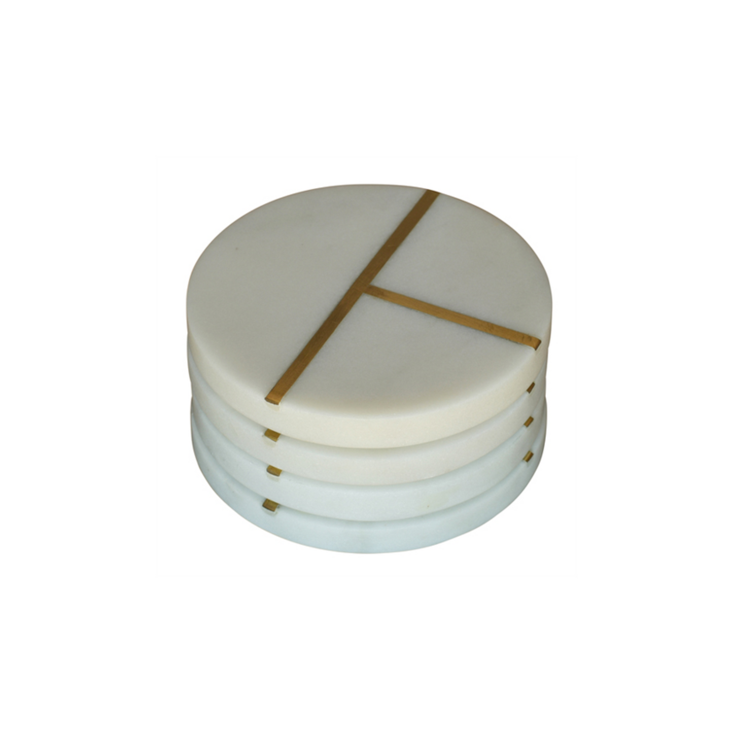 Round Marble & Brass Coaster Set