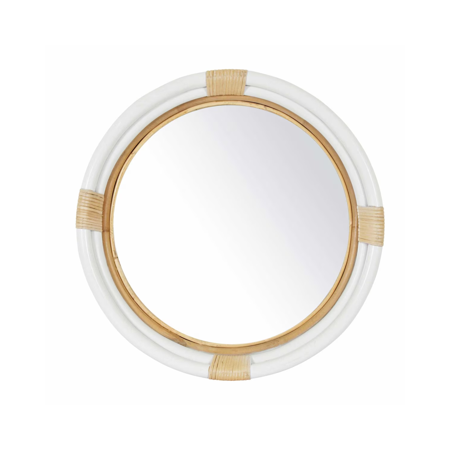 Marina Round Rattan Mirror White