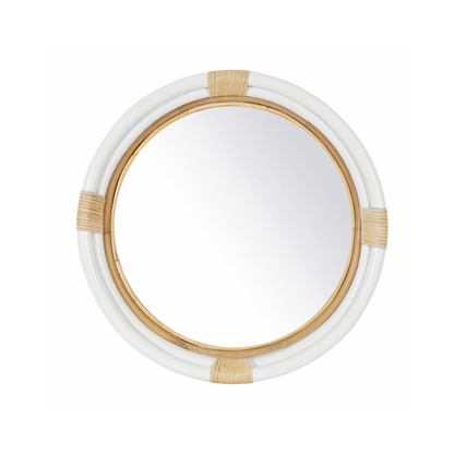 Marina Round Rattan Mirror White