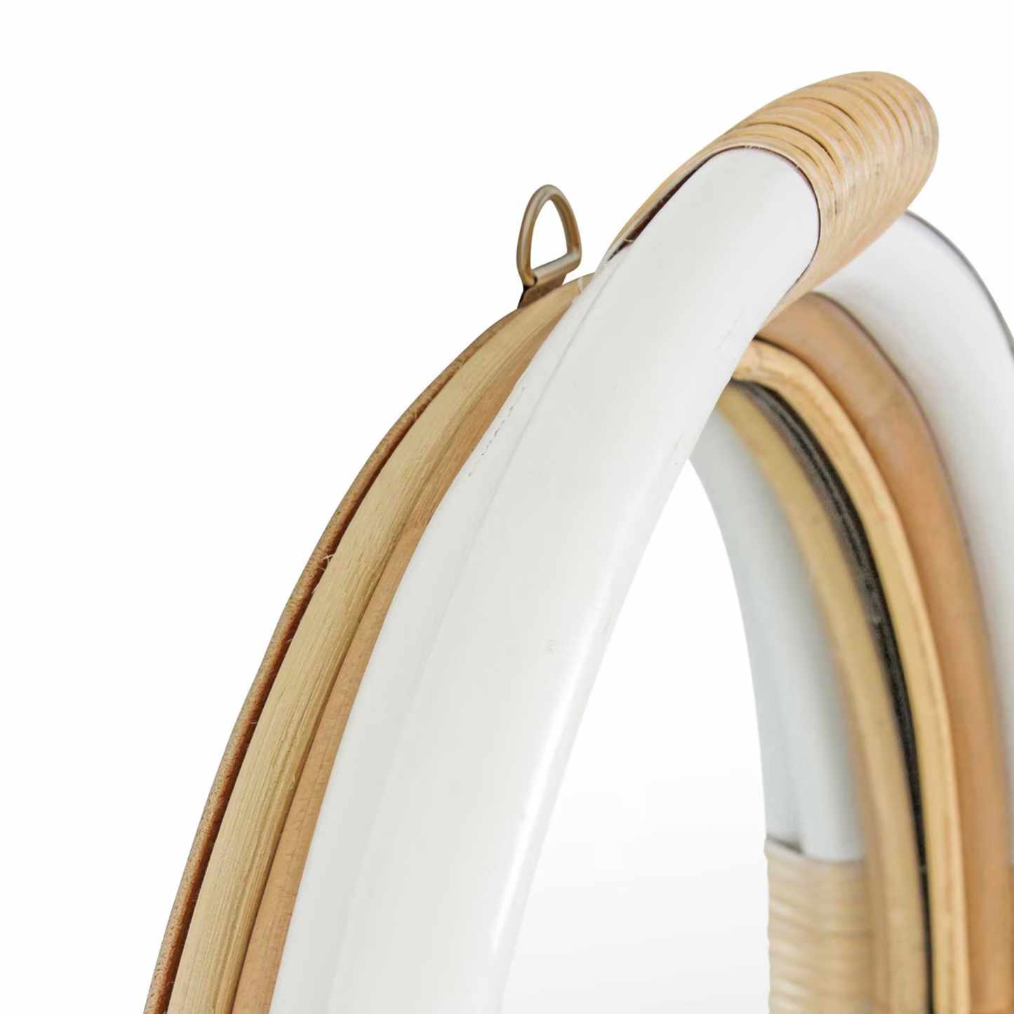 Marina Round Rattan Mirror White