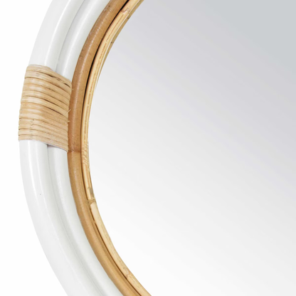 Marina Round Rattan Mirror White