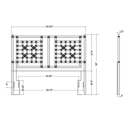 Queen Lattice Headboard - Navy