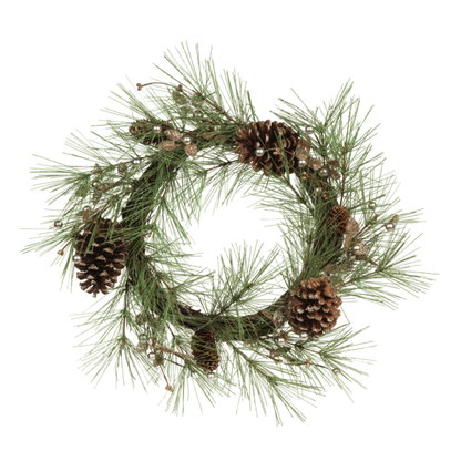 Needle Pine Tree with Glitter Branch - Pine Cone Wreath - 20"