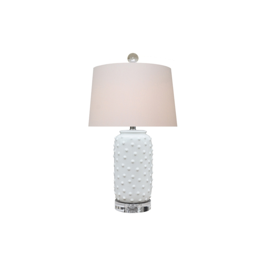 White Porcelain Dot Lamp with Crystal Base