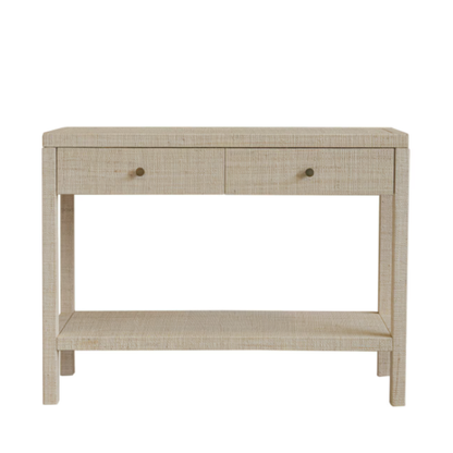 Paloma 2 Drawer Raffia Wrapped Console Table with Shelf