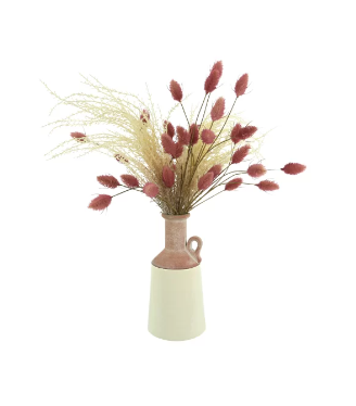 Pampas and Hare's Tail in Ceramic Vase