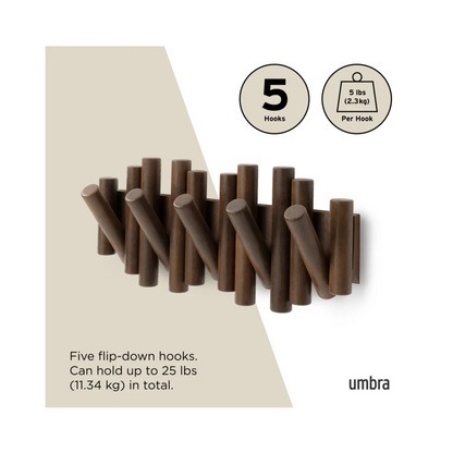 Picket 5 Wall Hook - Aged Walnut