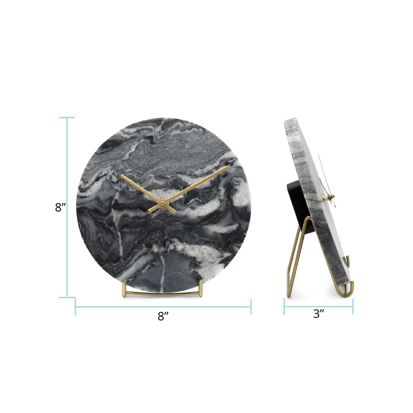 Piero Black Marble Clock