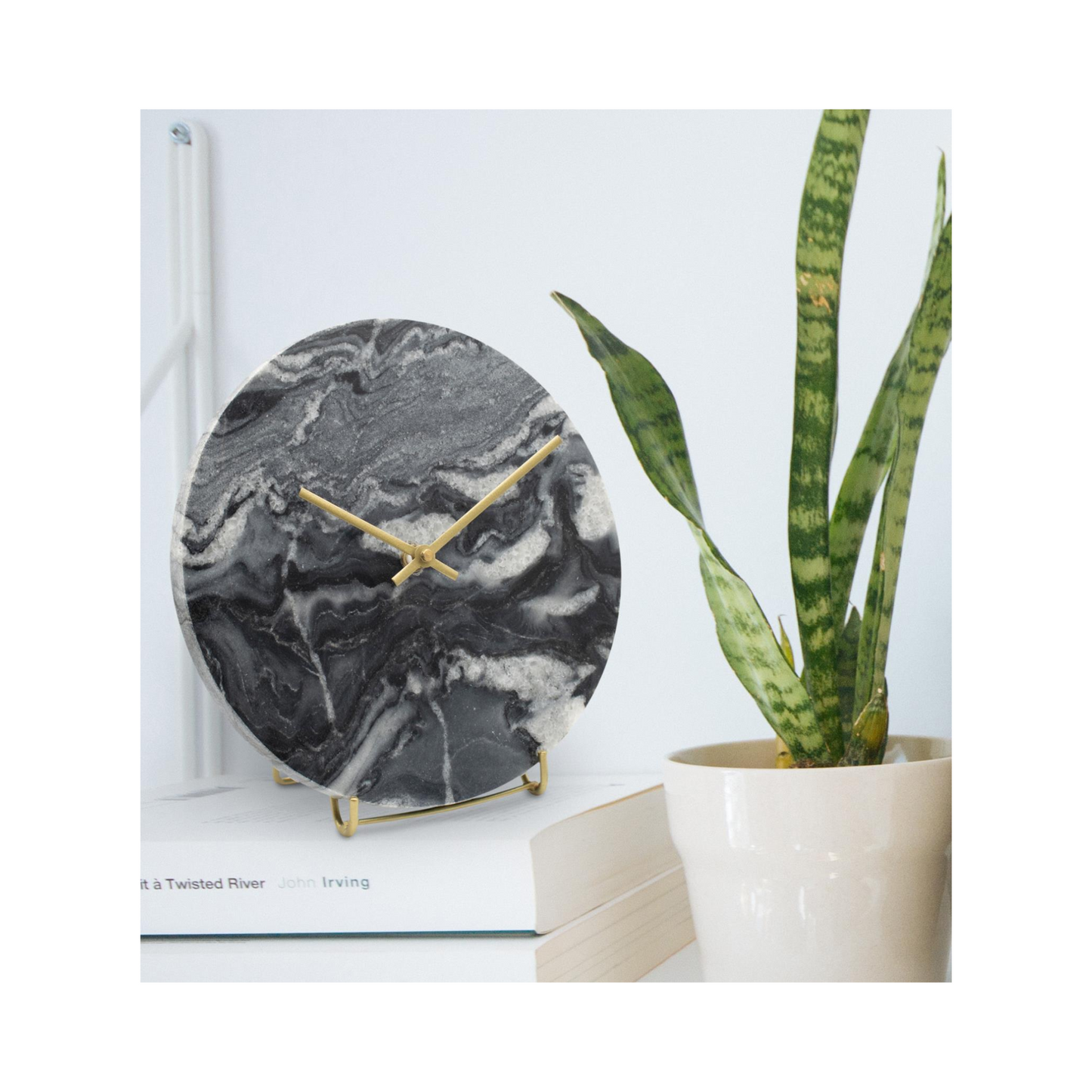 Piero Black Marble Clock