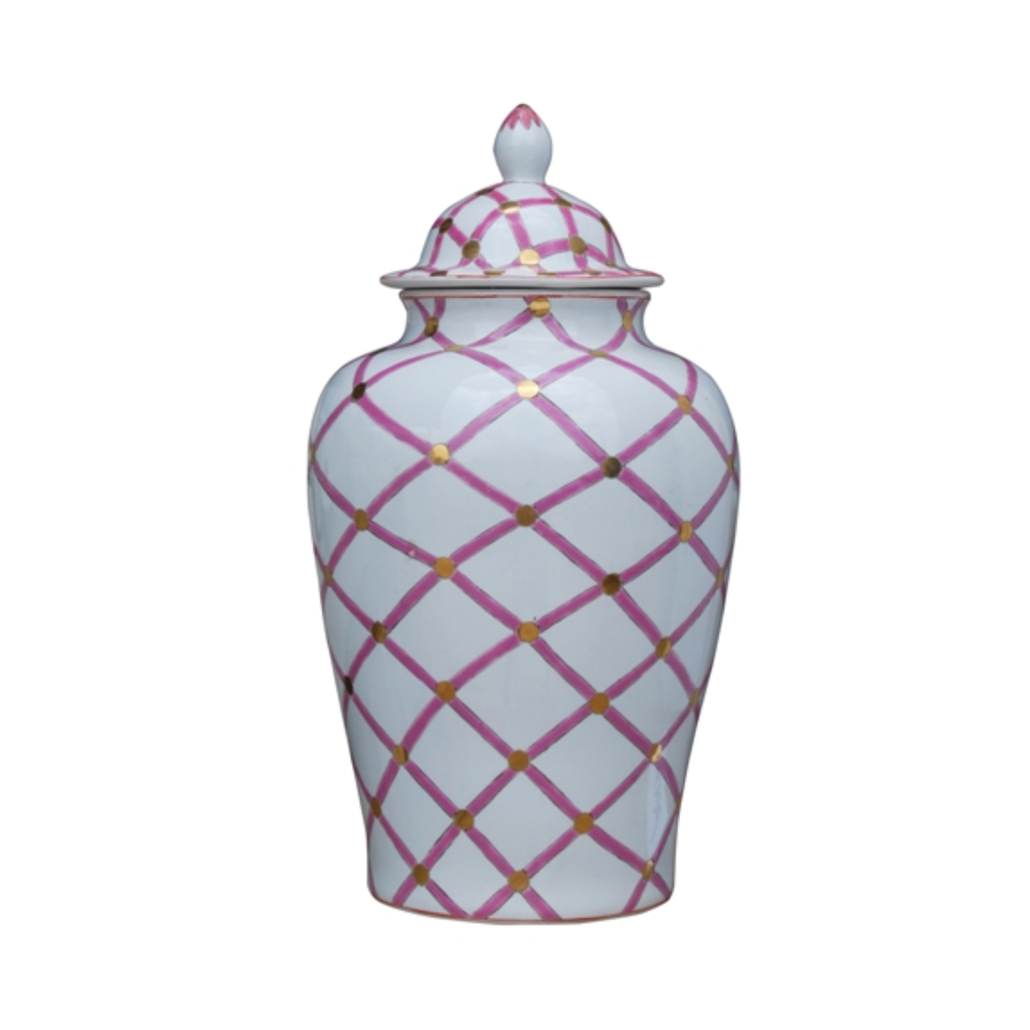 Antique Porcelain Ginger Jar - Pink with Gold