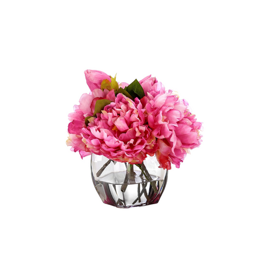 Pink Peonies in Bevel Vase
