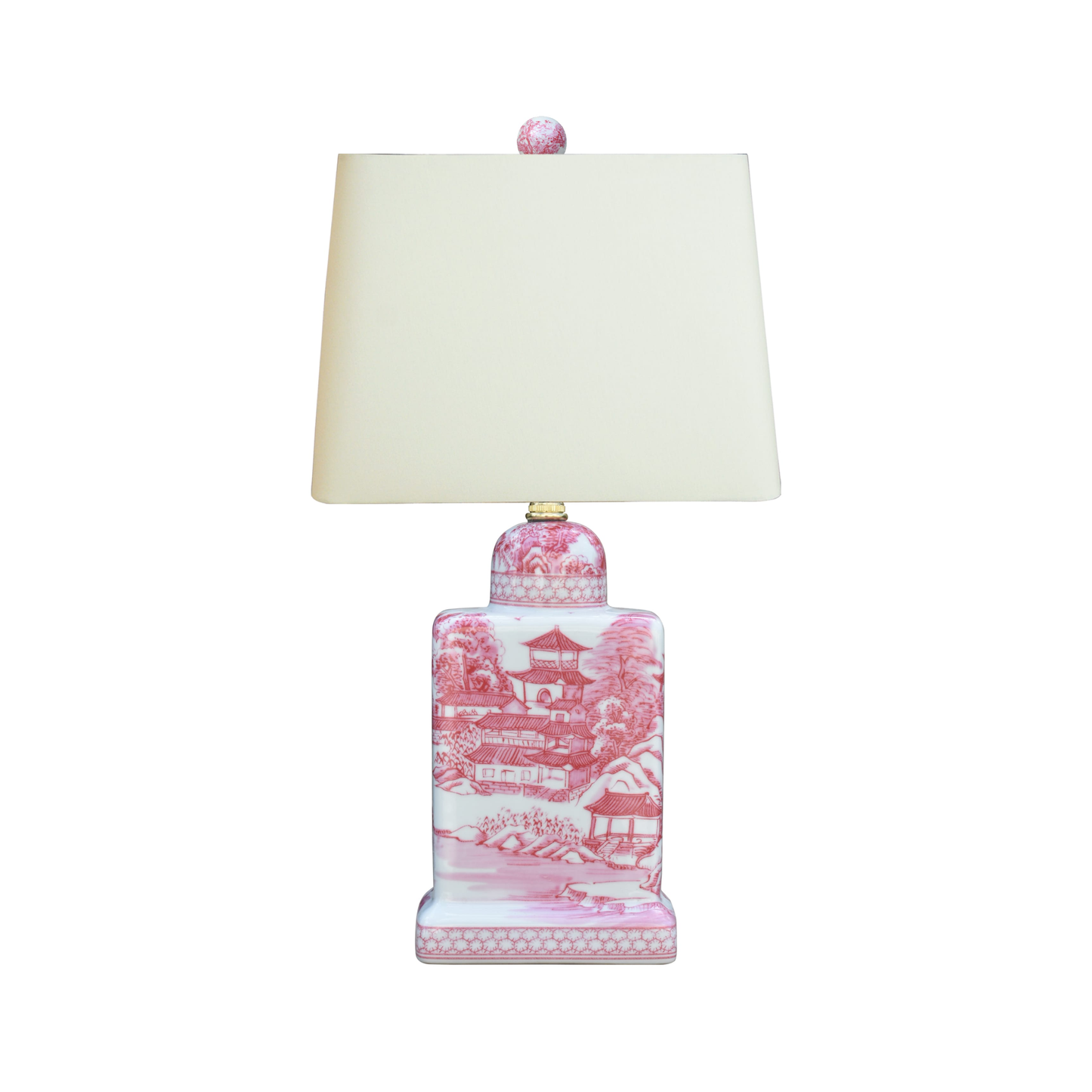 Pink Porcelain Chinoiseries Tea House Lamp