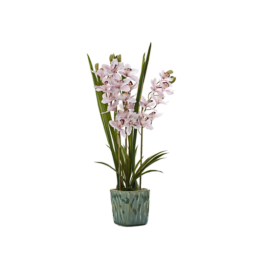 Pink Real Touch Faux Orchids in Ceramic Pot