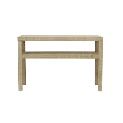 Raffia Wrapped Console Table with Shelf