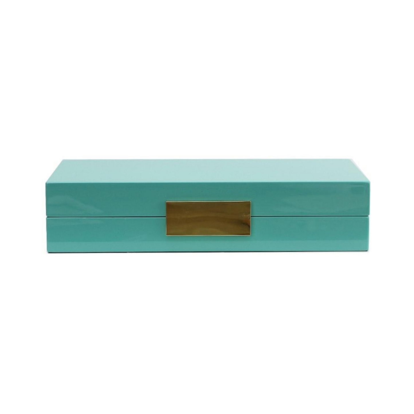 Turquoise Lacquered Jewelry Box - Gold