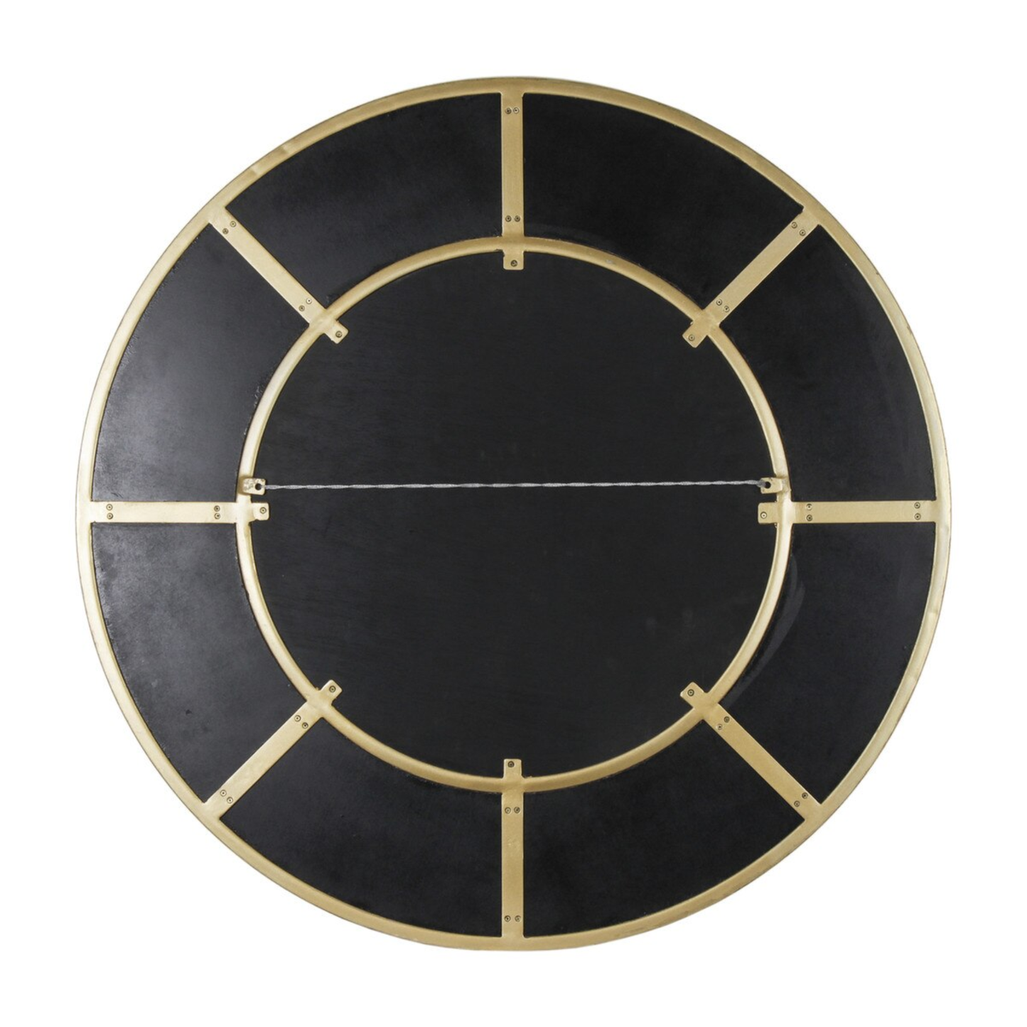 Round Rattan Inset Mirror with Gold Trim