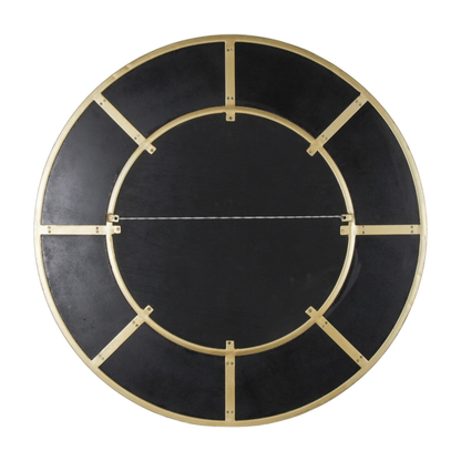 Round Rattan Inset Mirror with Gold Trim