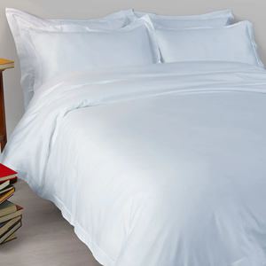 Suave Satin Stitch Flat Sheet, Pale Blue
